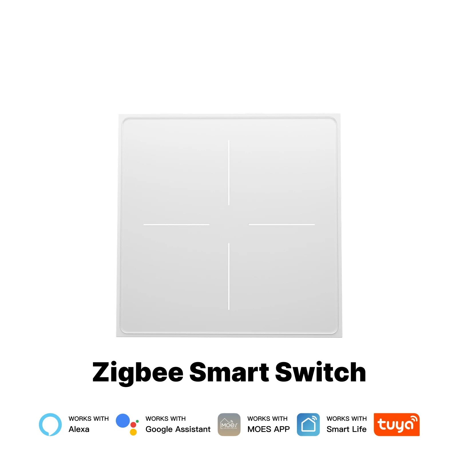 MOES ZigBee Smart Light Switch 2in1 Neutral Wire Required,Tuya APP Control,Compatible with Alexa Google Home,Star Feather Design