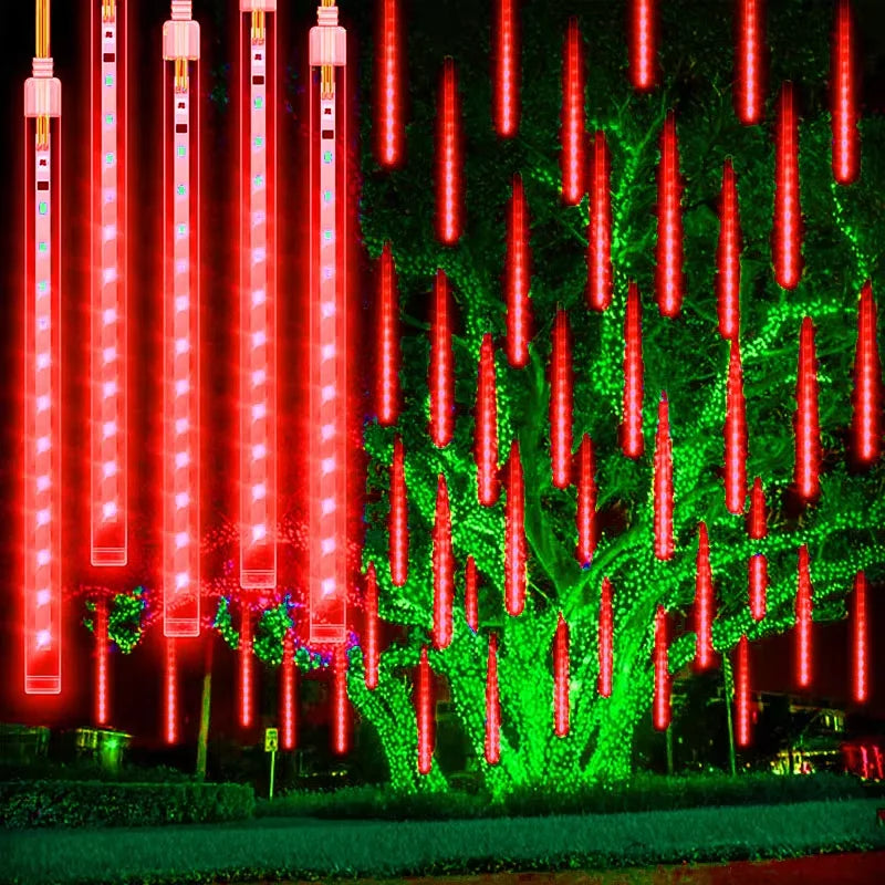 Outdoor LED Meteor Shower Lights Falling Rain Drop Fairy String Light Waterproof for Christmas Party Garden Holiday Decorations