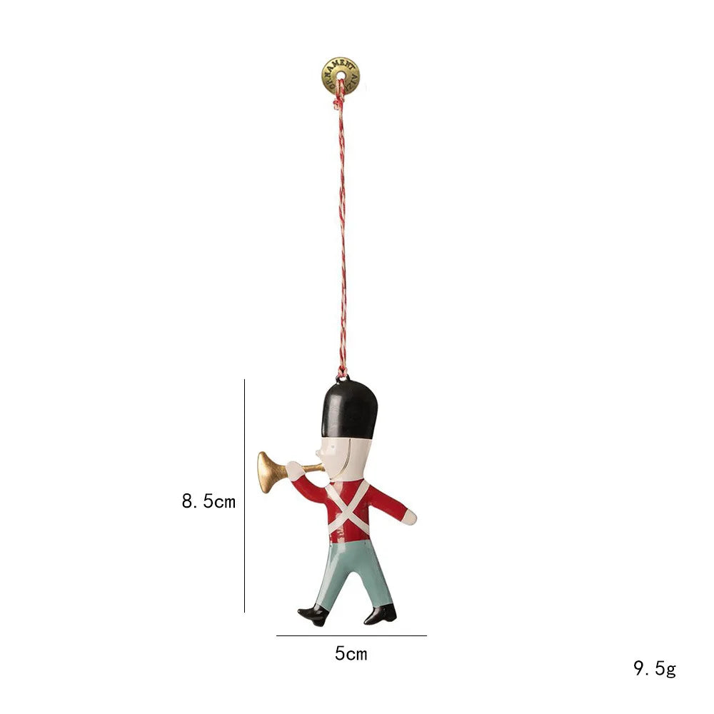 Nordic Christmas Hanging Decoration Cartoon Soldiers Angel DIY Drop Ornaments Double-sides Iron Art Xmas Tree Ornament