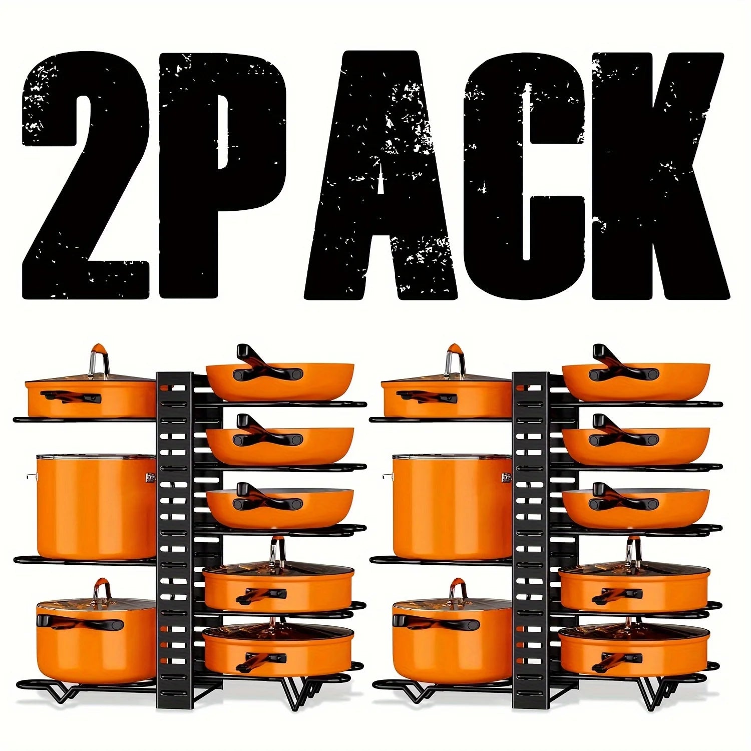 2 Pack Pot Rack, Pot Rack Organizers, Kitchen Organization & Storage Rack, Adjustable Pot Lid Holders & Pan Rack - You Offer