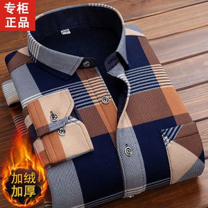 Autumn and Winter New Fashionable Plush Thick Warm Checkered Shirt for Men's Casual Loose Sports Large Size High Quality Shirt