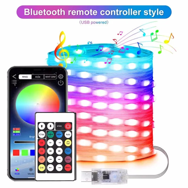 Smart USB Bluetooth App Control LED String Light Waterproof Outdoor Fairy Lights For Party Christmas Tree Lights Wedding Decor