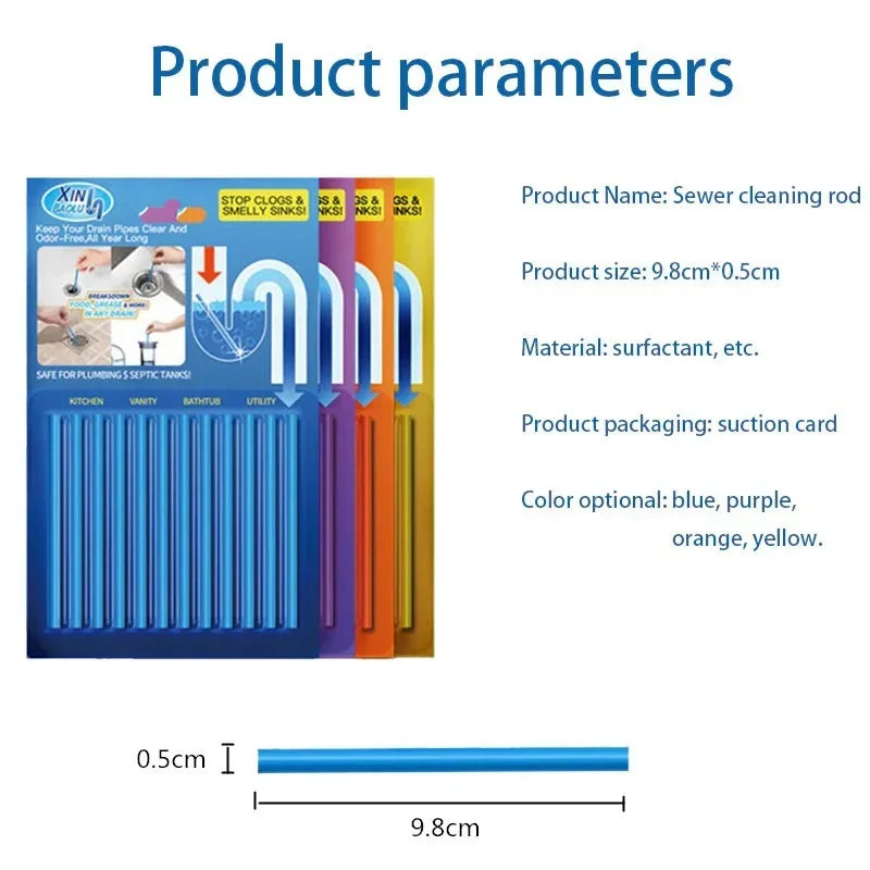 12pcs Pipeline Bathtub Decontamination Drain Cleaners Kitchen Sink Filt Sticks Sewer Cleaning Rod for Kitchens