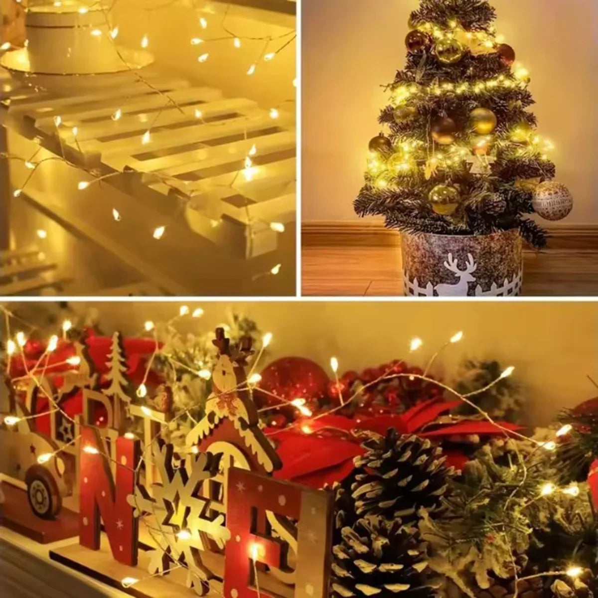 6M-50M LED Silver Wire String Fairy Cluster Lights Christmas Tree Light Outdoor Garland New Year Street Home Party Wedding Decor
