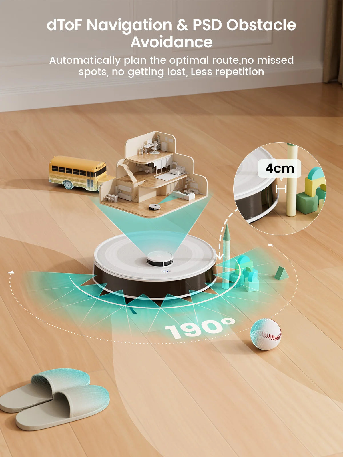 LEFANT M2 5500Pa Powerful Robot Vacuum Cleaner Laser Navigation dToF  Anti-Tangle Selected Area Clean Ideal for Pet Hair Carpets