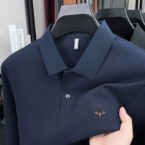 100% pure cotton men's trendy luxury brand autumn long sleeved polo shirt designer teddy bear embroidery business casual T-shirt