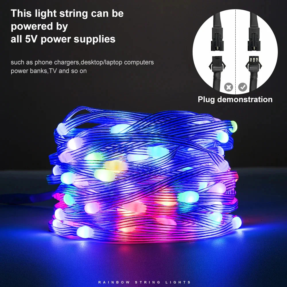 Smart USB Bluetooth App Control LED String Light Waterproof Outdoor Fairy Lights For Party Christmas Tree Lights Wedding Decor