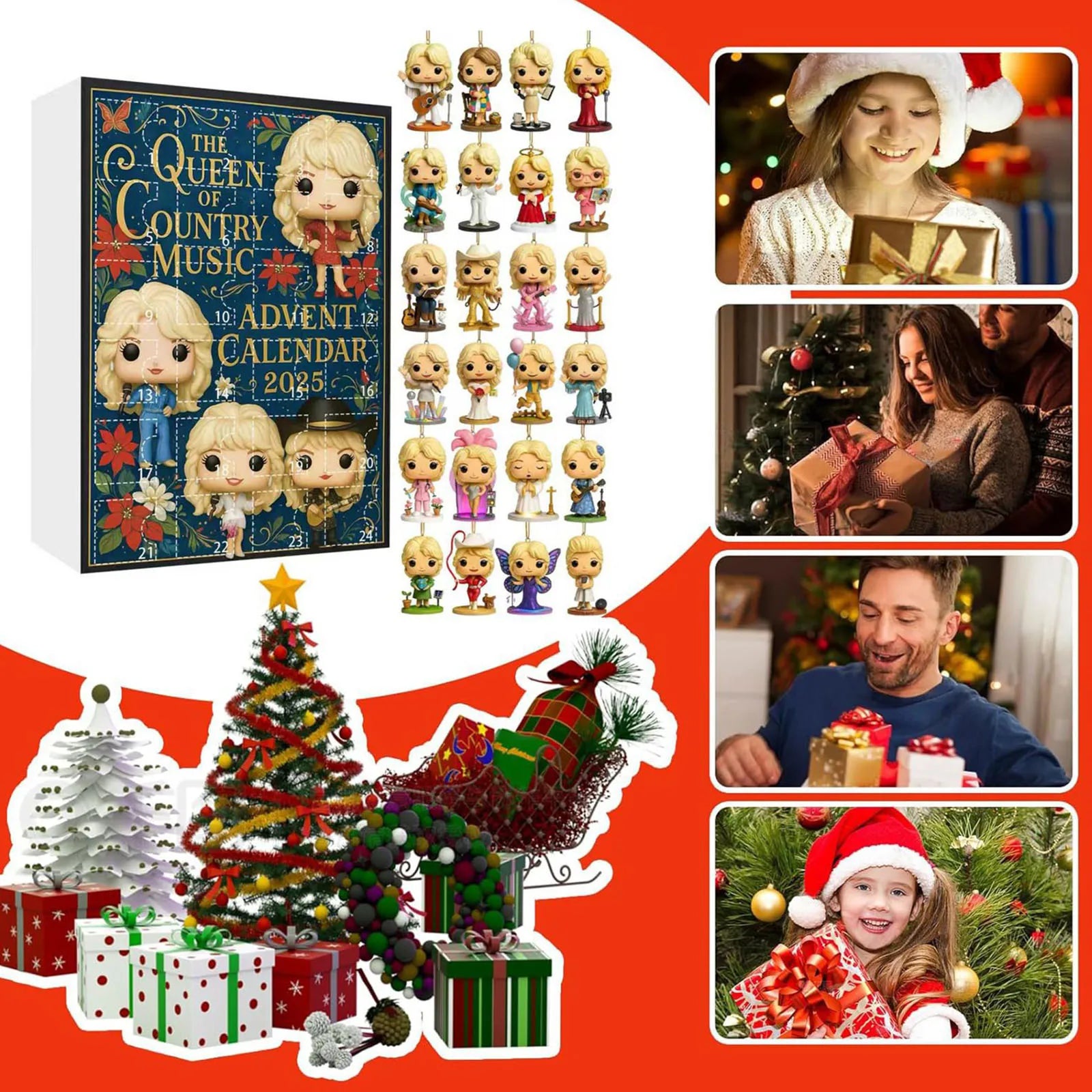 Mini Dolly Advent Calendar Queen of Music Cute Parton Ornaments Countdown Calendar Backpack Pendents Christmas Decorations 2025