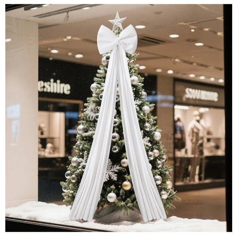 40x200cm Large Bow Themed Party Decorations Christmas Tree Topper Bow Ribbon for Christmas Wedding Party Wall Pendant Decor 1PC