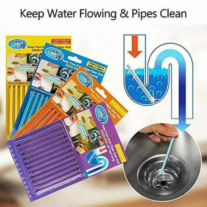 12pcs Pipeline Bathtub Decontamination Drain Cleaners Kitchen Sink Filt Sticks Sewer Cleaning Rod for Kitchens