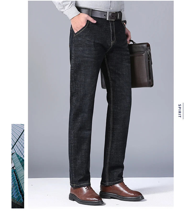 2025 New Men's Lightweight Slim Fit Pants, Comfortable and Soft, Business and Fashionable Straight Leg Casual Denim Pants - You Offer