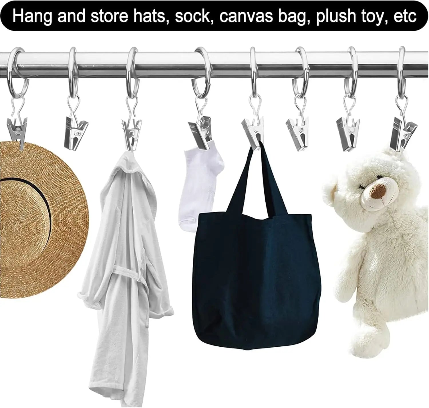 10-50pcs Metal Curtain Rod Clip Drapery Rings Hooks Retro Bathroom Decorative Hat Towel Hats Hanging Clamps Shower Curtain Clips