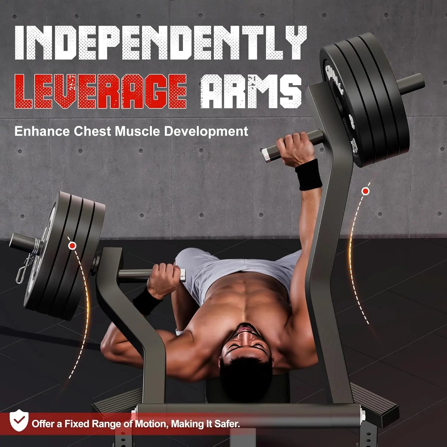 Chest Press Machine Weight Bench Press Machine with Independent Converging Arms Adjustable Flat Incline Bench Press for Chest AB