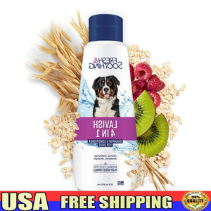 Fresh Soothing 4-in-1 Dog Shampoo Conditioner Coconut Oatmeal Wash Moisturize Deodorize Clean Biodegradable Gentle Formula Pets