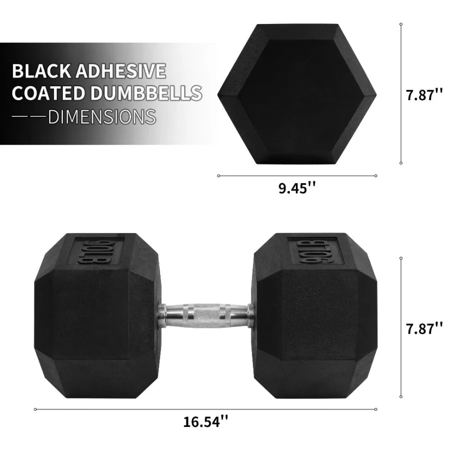 Non-Slip Grip Dumbbell, Rubber Hex, 5 lbs, 2 Count,Easy to store and carry