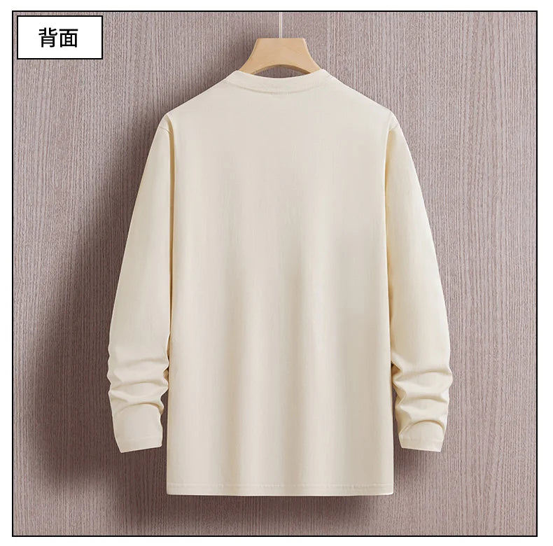 Top Quality 100 % Cotton Fashion Brand Plain Round Neck Trending New T Shirts Men Long Sleeve Tops Casual Classic Mens Clothes