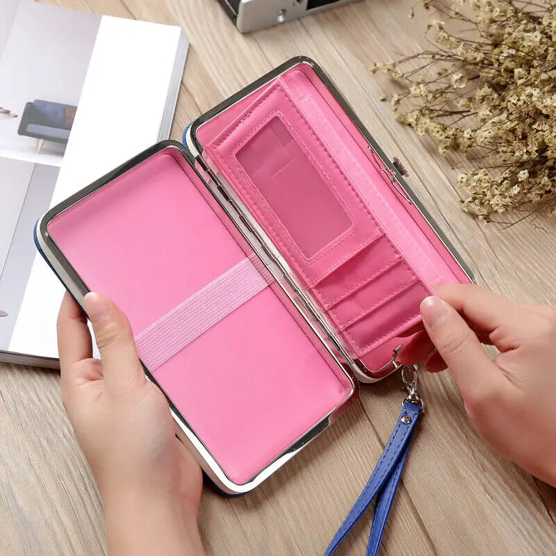 Fashion Women Clutch Wallet Long Card Holder Case Purse Cellphone Case Handbag With Wristlet - You Offer