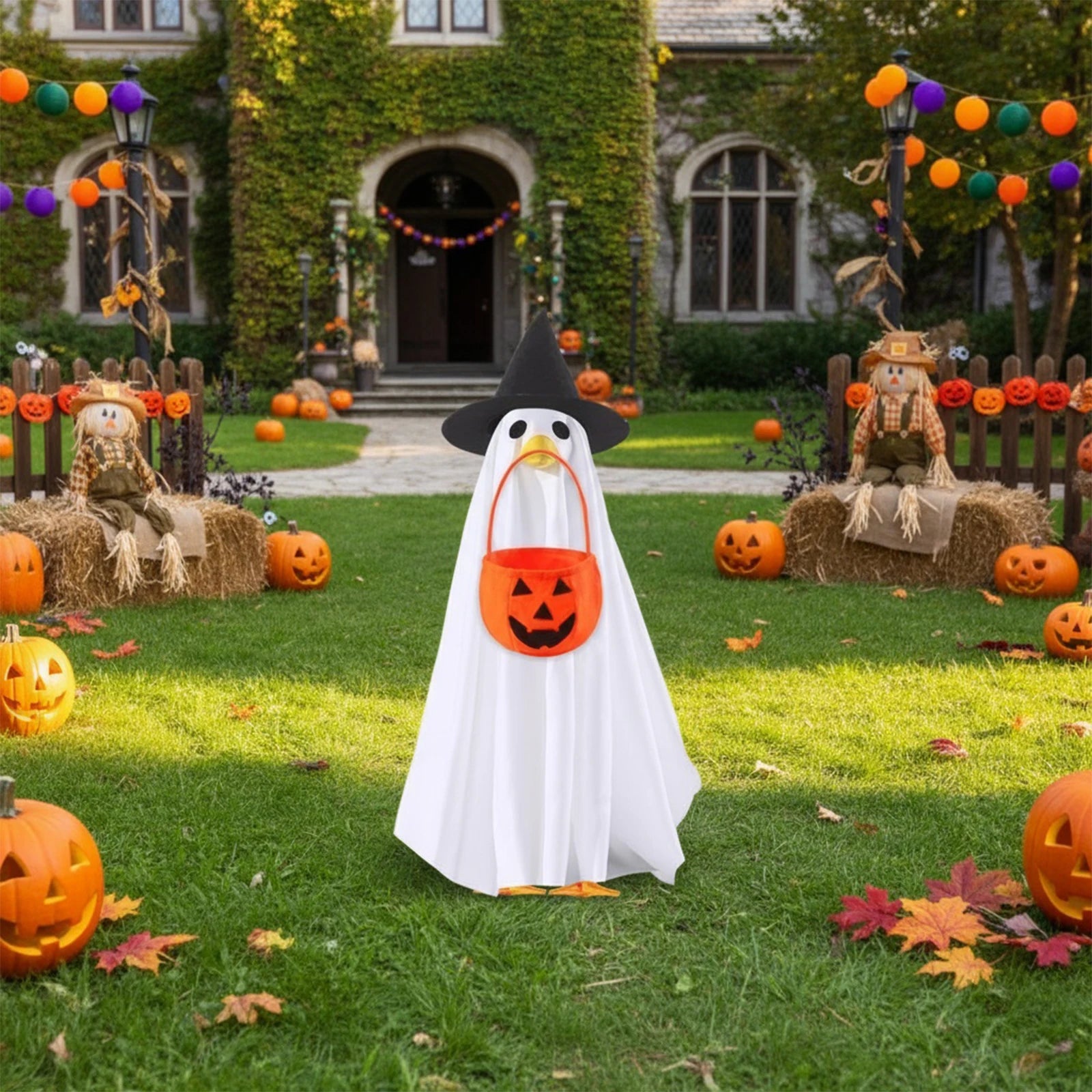 Halloween Ghost Porch Goose Outfit Vibrant 23 Inch Lawn Porch Outfit Halloween Goose Shirt Decor for Halloween Garden Party