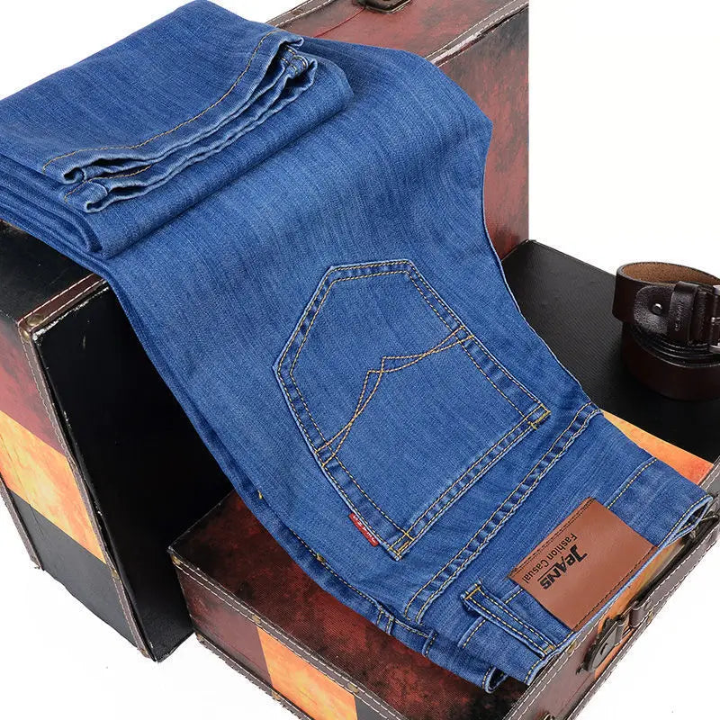 2025 Spring/Summer New Men's Jeans Micro Elastic Loose Straight Tube Business Casual Men's Pants Boutique Denim Series - You Offer