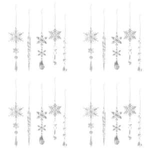 Crystal Clear Snowflake Acrylic Ice Pendants Christmas Tree Hanging Ornaments Icicle Water Drop Decoration For Xmas Party Decor