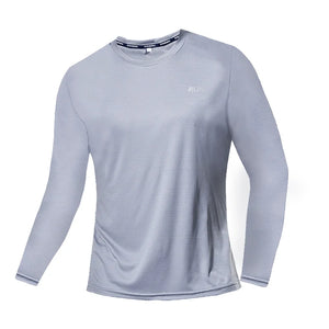 Summer Ice Silk Long Sleeve T-Shirt Men 2025-26 New Quick Dry Breathable Air Conditioning Outdoor Sun Protection Running Outer Wear