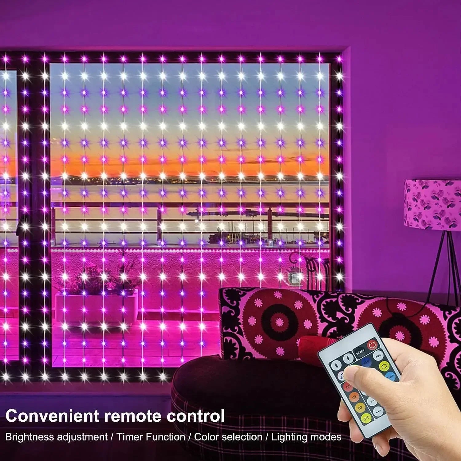 RGBIC Curtain Light String USB Plug Remote Control LED Curtain Light APP Bluetooth Control String Lights for Room Decorations
