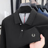 100% pure cotton autumn and winter highend men POLO shirt fashion brand embroidered wheat business casual lapel long sleeved top