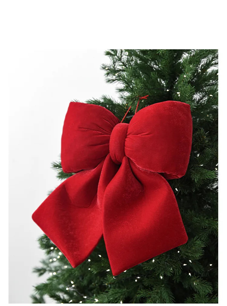 Velvet 3D Christmas Bow Christmas Tree Pendant Christmas Decoration Fence Stair Railing Fireplace Decoration