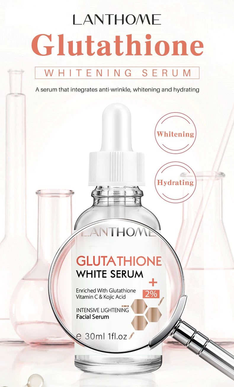 Lanthome Glutathione Whitening Serum Fade Black Dark Spots Vitamin C Defects Reduce Facial Oil Brightening Firming For Women