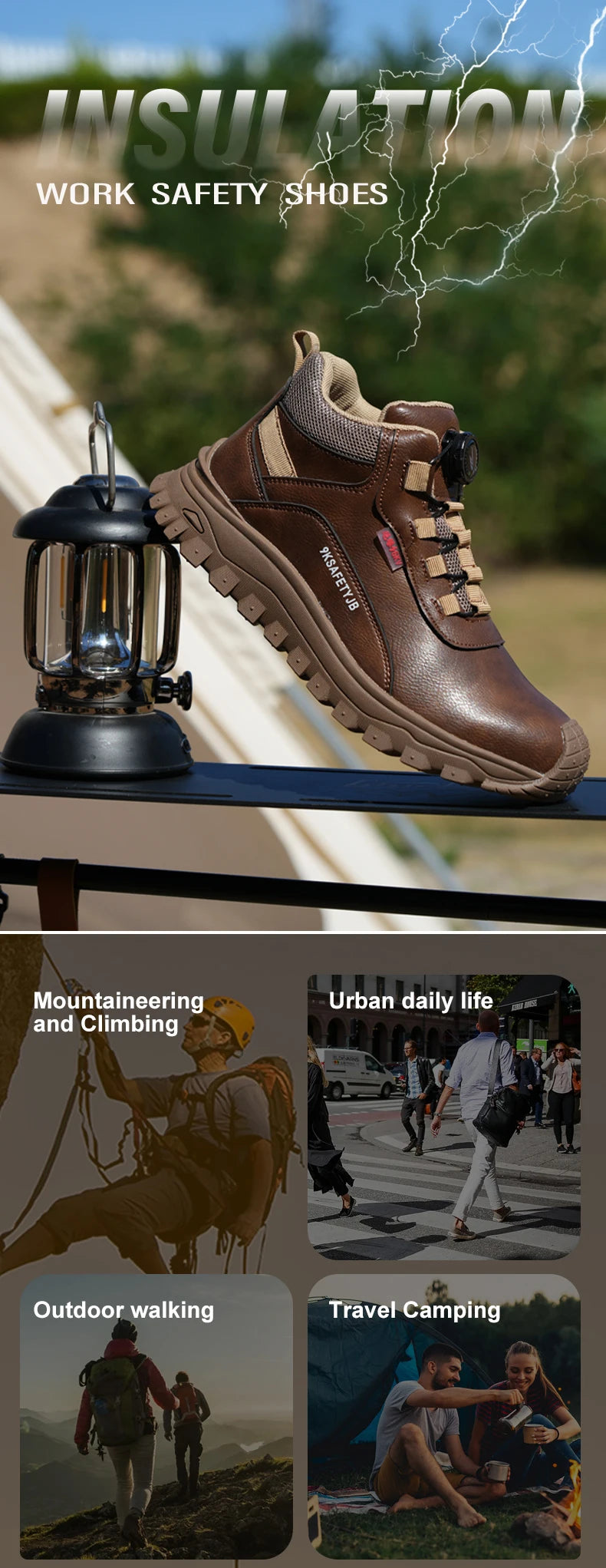 Rotating Button Indestructible Shoes Safety Boots Men Steel Toe work Boots Waterproof Non-slip Puncture-Proof Protective Shoes