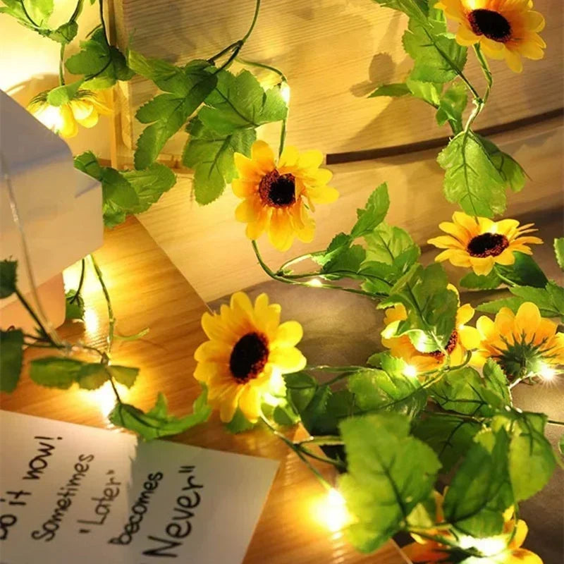 Vine Hanging Garland String Light Artificial Lvy LED StringLight for Bedroom Party Garden Wall Room Battery Powered