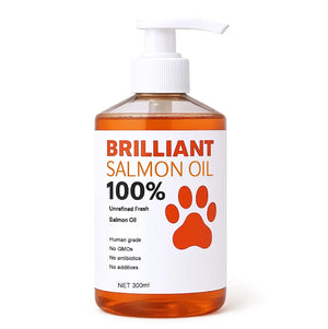 300ml/10.15 fl oz, 100ml/3.38 fl oz Human Grade Salmon Oil for Dogs&Cats – Omega Fatty Acids Supplement for Optimal Health & Nut