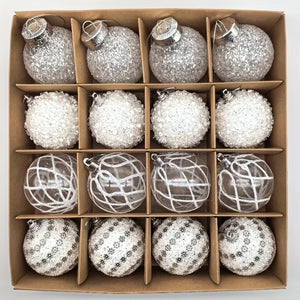 16pcs/set New Style Christmas Ball Set Glitter Deco Ball with Round Shapes for Christmas Tree Hanging Ornaments Plastic Material