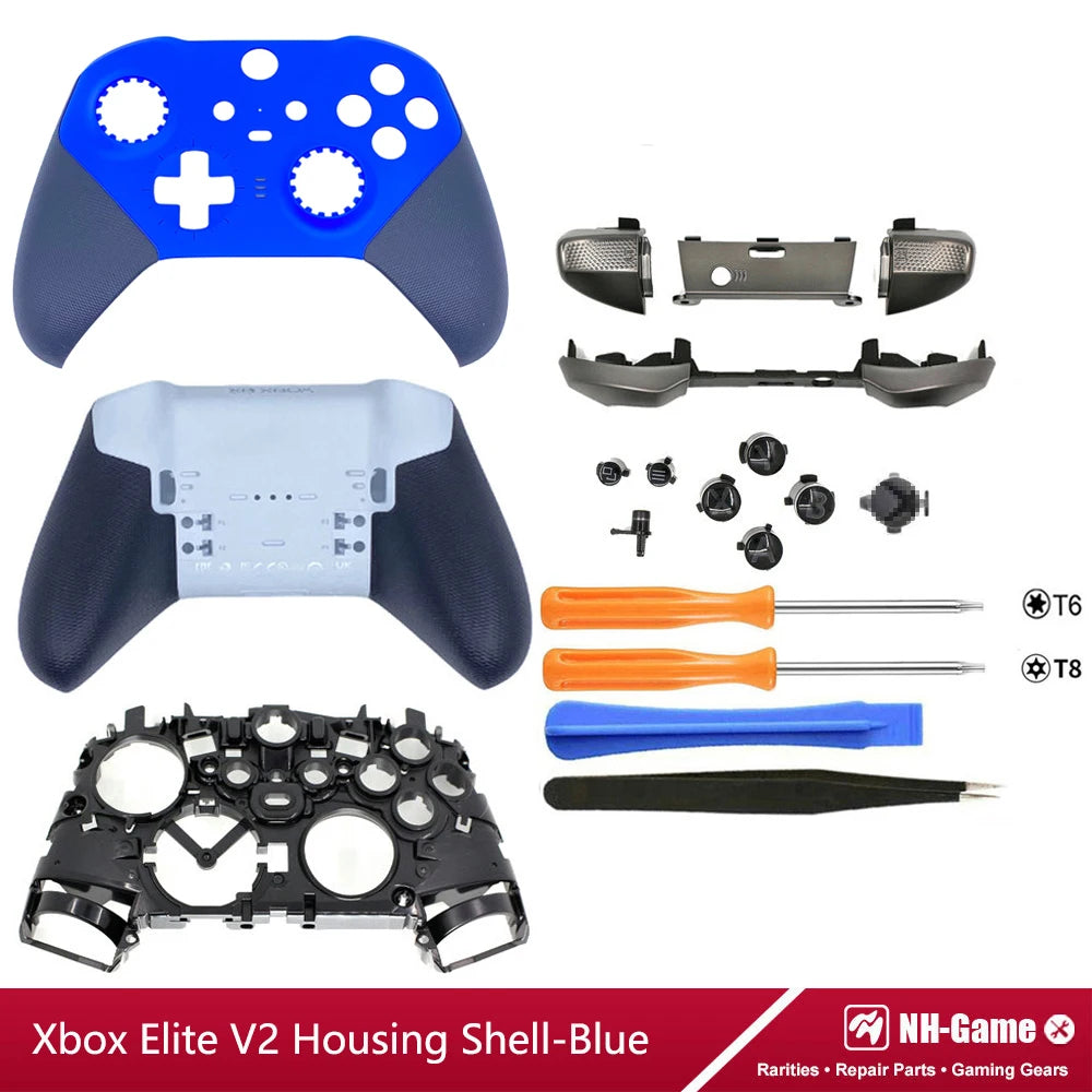 Replacement Housing Shell Kit For Xbox Elite Series 2 Controller Front Case Back Cover LB RB Bumper Button Grips Carry Bag