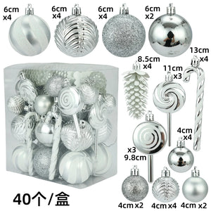 29/40/50pcs Silver Red Special-shaped Christmas Ball Ornaments Christmas Tree Party Decoration Christmas Spheres Pendant New