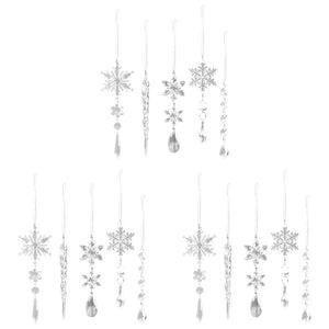 Crystal Clear Snowflake Acrylic Ice Pendants Christmas Tree Hanging Ornaments Icicle Water Drop Decoration For Xmas Party Decor