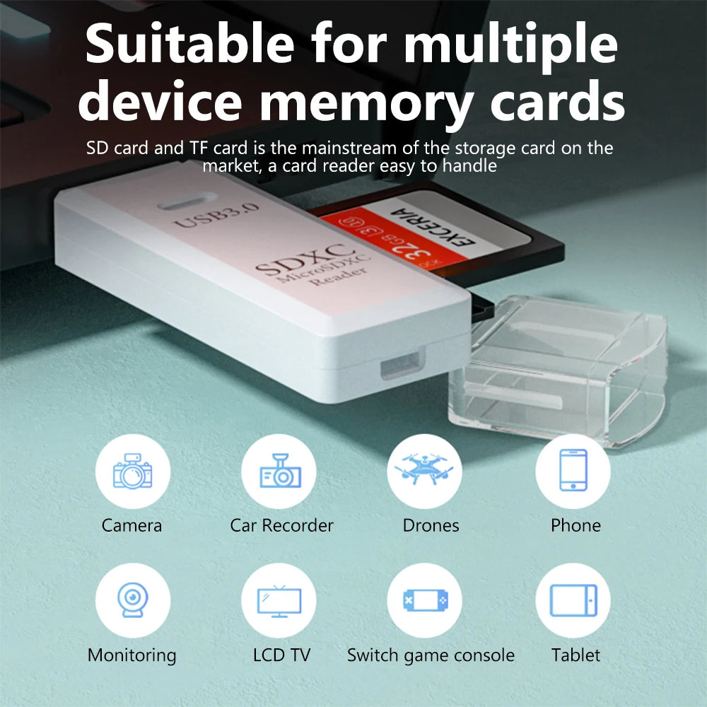 New 2 IN 1 High Speed Usb 3.0 Smart Cardreader Adapter Usb Card Reader For PC Laptop Accessories SD TF Card Memory