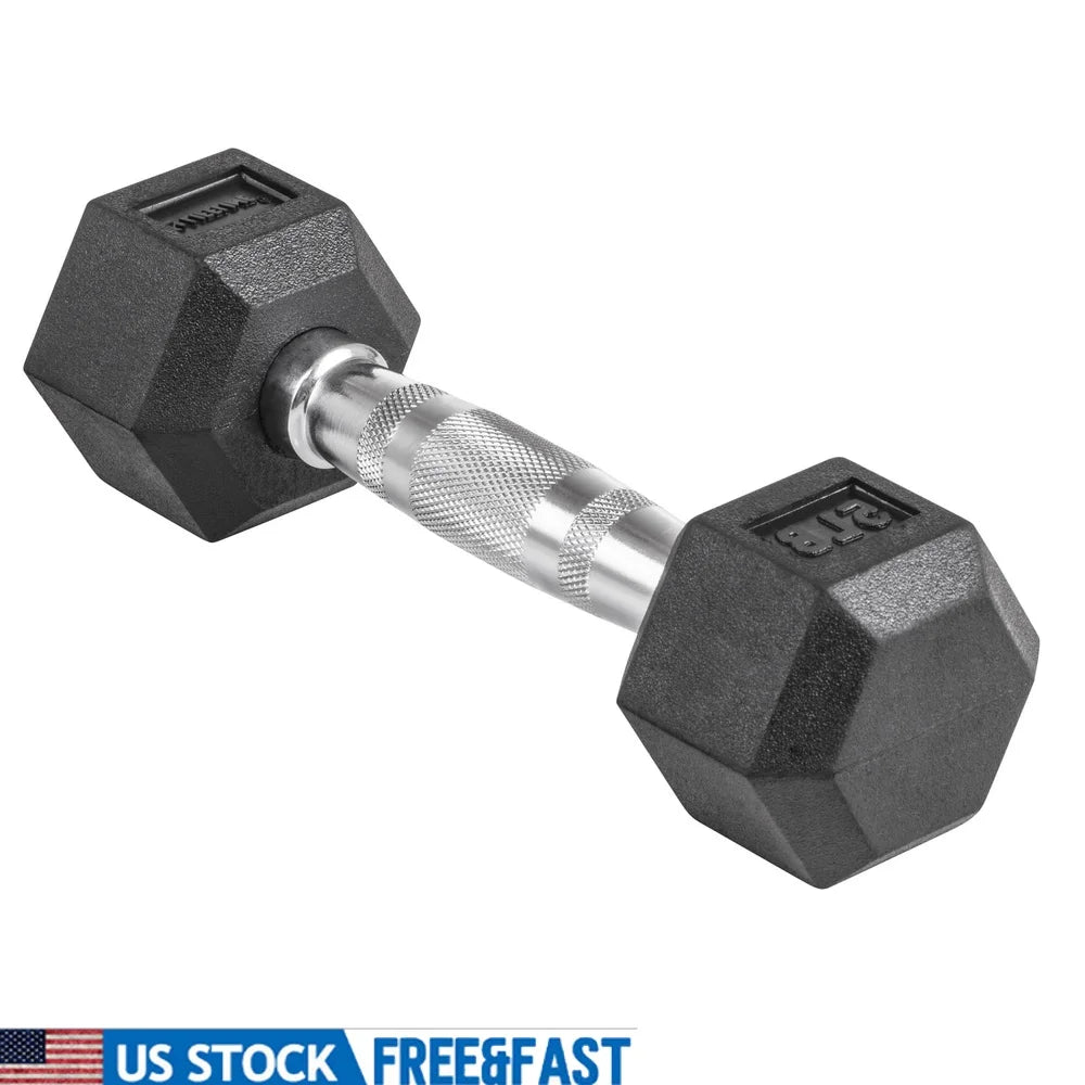 Hex Dumbbell 5lbs Rubber Coated Ergonomic Handle Weight Training Home Gym Equipment Strength Training Fitness - You Offer