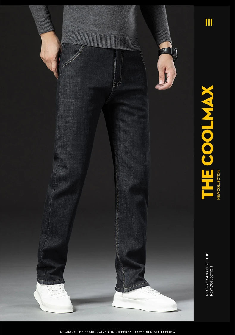 Winter Lamb Fluff Denim Straight Pants Men Thicken Big Size 40 Jeans High Waist Stretch Jeansy Fleece Lined Warm Slim Vaqueros - You Offer