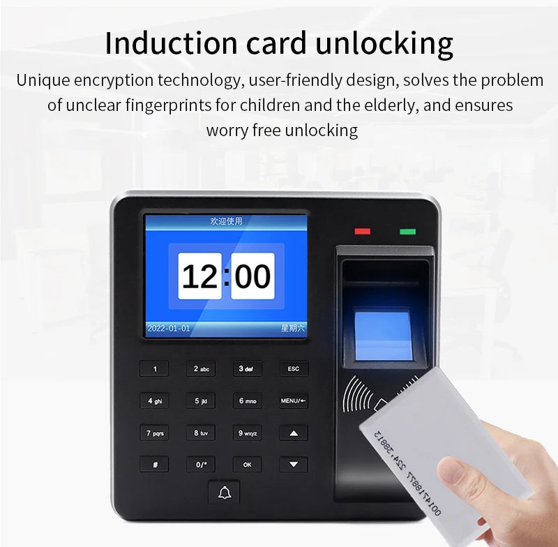 125Khz RFID Biometric Fingerprint Time Attendance Clock Recorder Employe Recognition Check in Time Recording Door Access Control