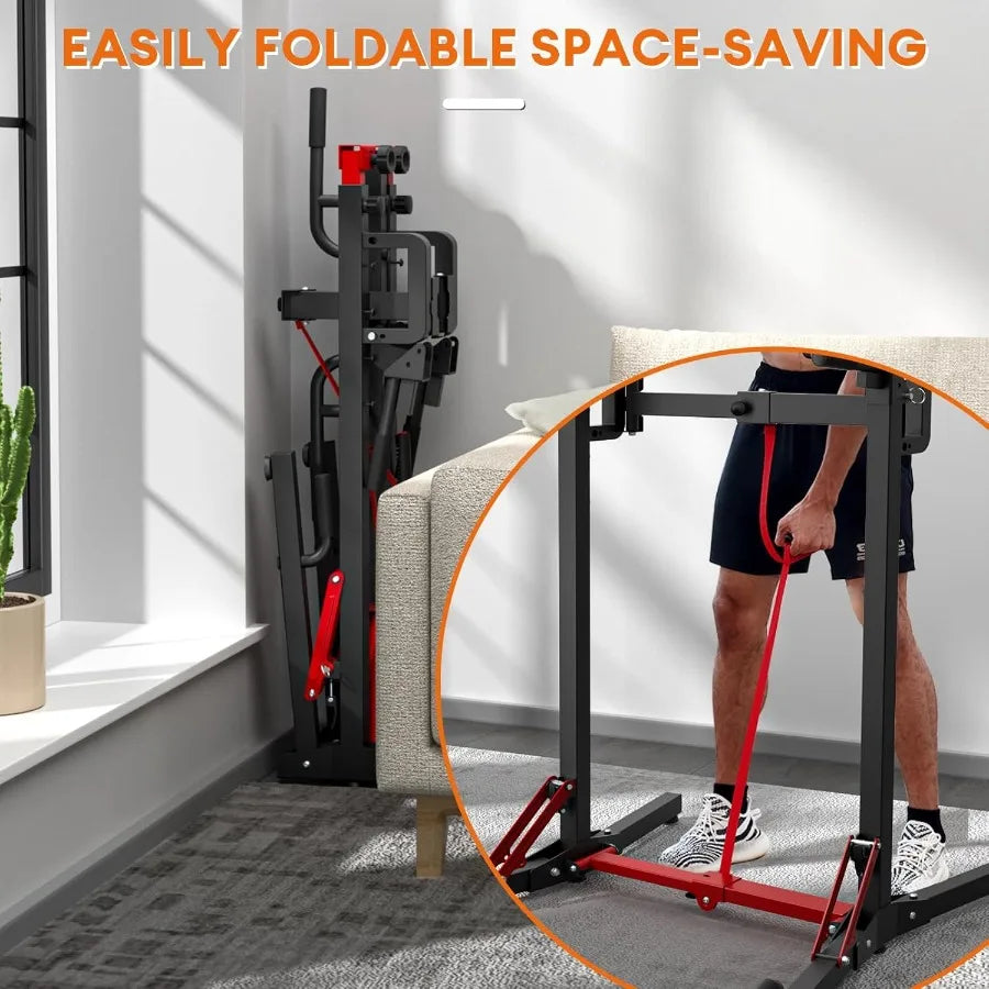 Foldable Power Tower Pull Up Bar Station, Multi-Function Adjustable Height Dip Station for Home Gym Workout, Strength Training F