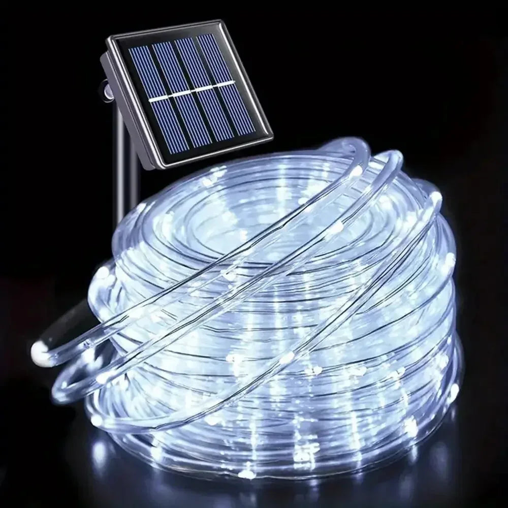 Christmas Party Fairy Lights Solar Powered Waterproof Rope String Outdoor with 8 Modes for Tree Patio Yard Garden Decoration