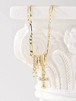 FanSibao Light Luxury Five Rings Zircon Cross Star Pendant Necklace, Women's Personality Simple and Elegant Special Jewelry Gift - You Offer