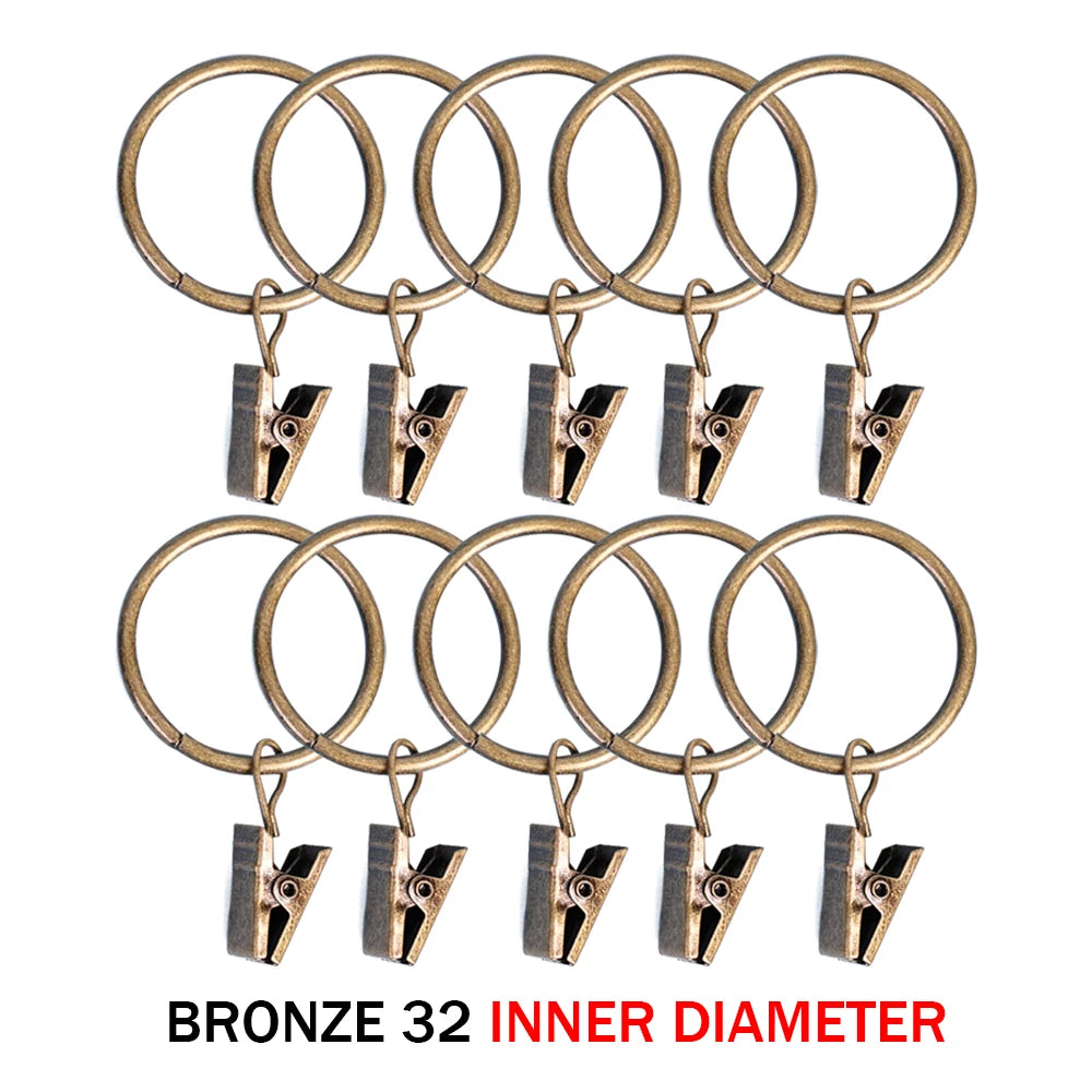 10-50pcs Metal Curtain Rod Clip Drapery Rings Hooks Retro Bathroom Decorative Hat Towel Hats Hanging Clamps Shower Curtain Clips