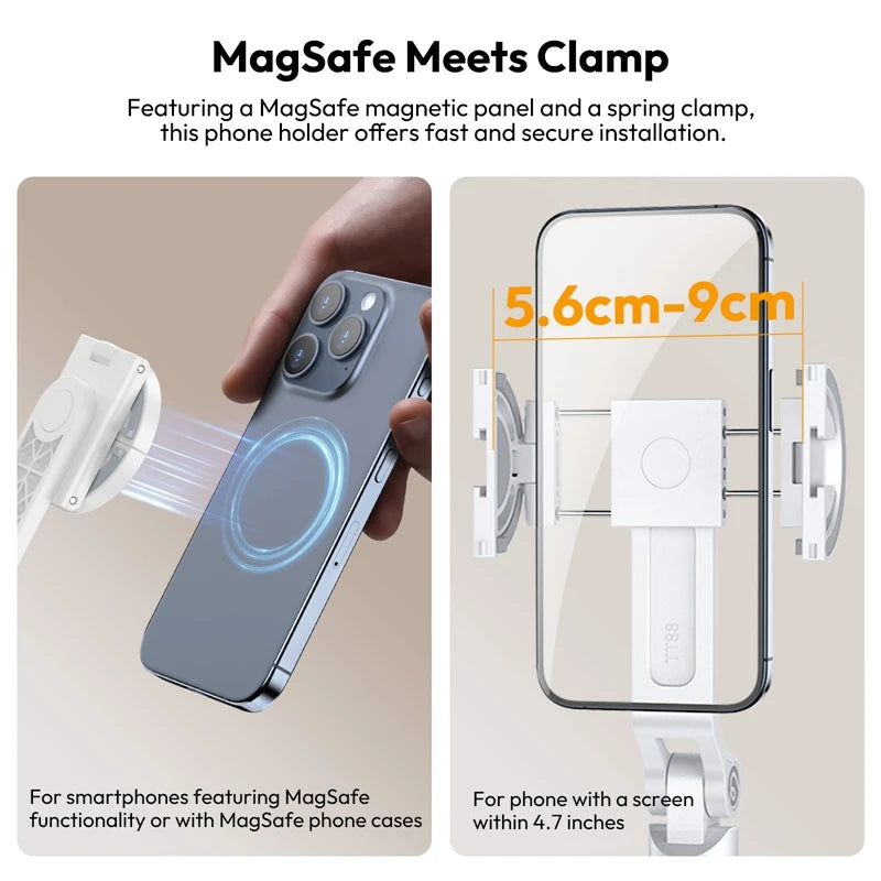 Ulanzi TT88 Overhead Selfie Stick Wireless Tripod Magsafe&Phone Clip for iPhone 16 15 14 13Android with Hook for Overhead Shoot