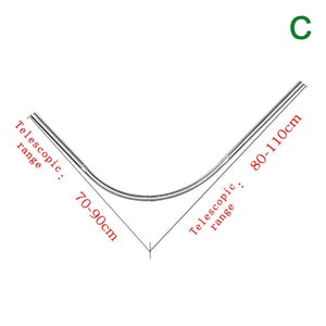 L Shaped Extendable Curved Shower Curtain Rod 3Size Silver Stainless Steel Shower Curtain Poles Punch-Free Bathroom Curtain Rail