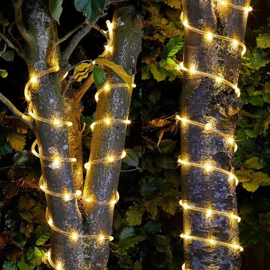 10M 20M 30M LED Tube Rope String Light Outdoor Waterproof 8 Modes Christmas Garland Fairy Lights for Garden Yard Path Tree Decor