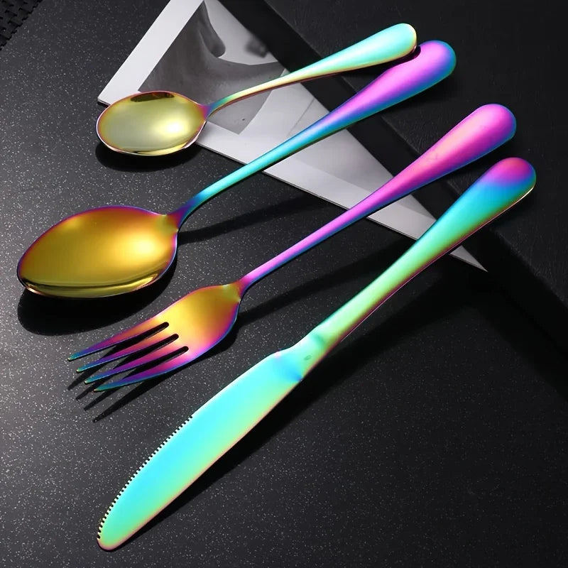 24-Piece Stainless Steel Cutlery Set Knives, Forks, Spoons & Teaspoons - Durable Stylish Design - Perfect for Home Dining - You Offer