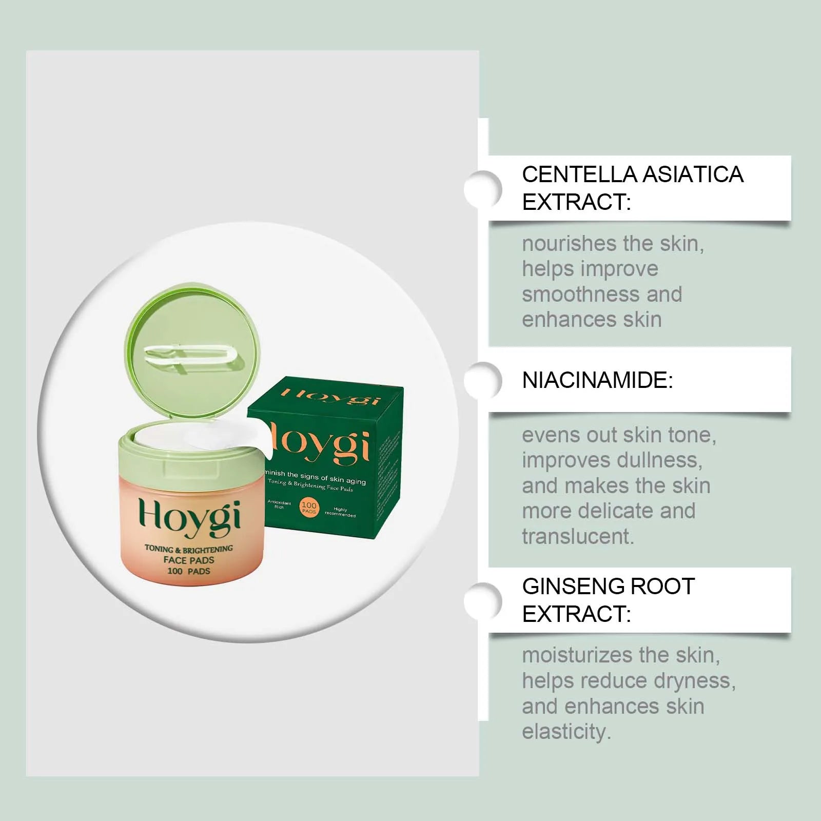 Moisturizing Centella Asiatica Cotton Pads Nourishing Lighten Fine Lines Anti Acne Smooth Even Skin Tone Repair Damaged Skin Car