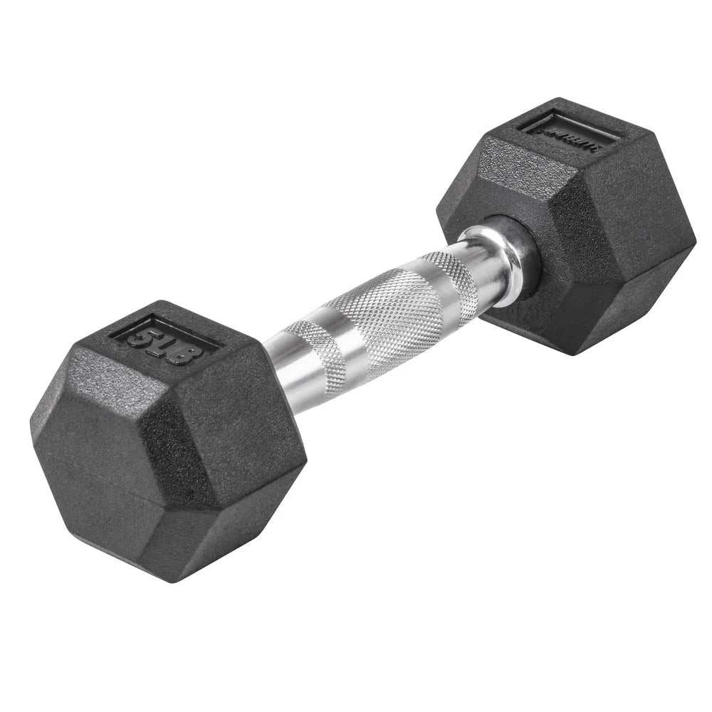 Hex Dumbbell 5lbs Rubber Coated Ergonomic Handle Weight Training Home Gym Equipment Strength Training Fitness - You Offer